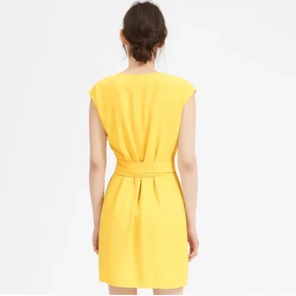 Everlane Women’s Japanese Go Weave Yellow Cap Sleeve Style Wrap Dress Minimalist - Picture 5 of 12